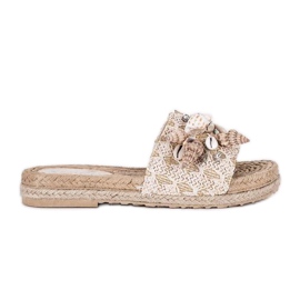 Cream Sea Side Flip-Flops mit Muscheln beige