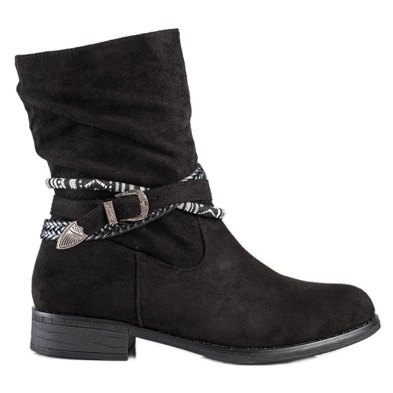 Anesia Paris Wildlederstiefel mit Zierstreifen schwarz