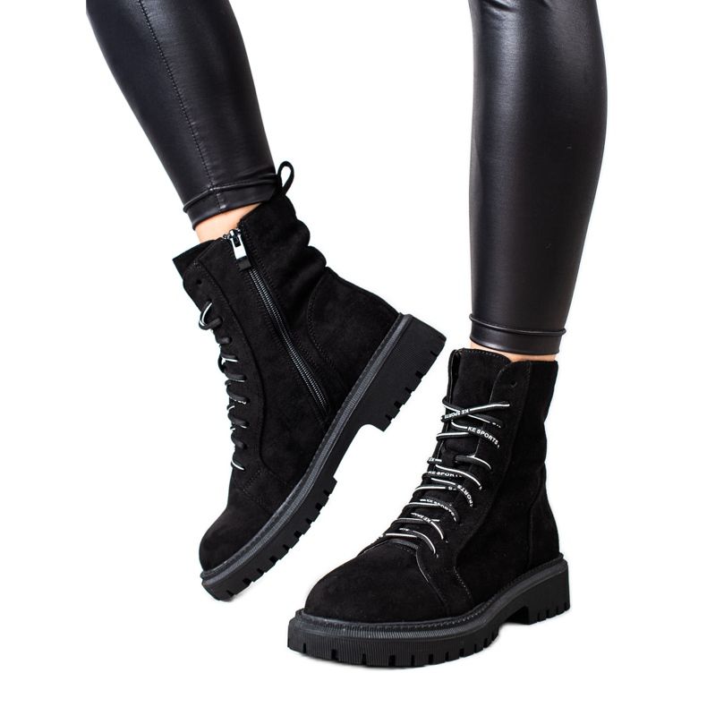 Goodin Trapper-Stiefel aus Wildleder schwarz