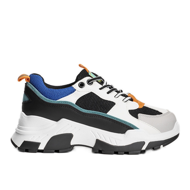 Schwarze Sneaker auf hoher Omerta-Sohle weiß mehrfarbig