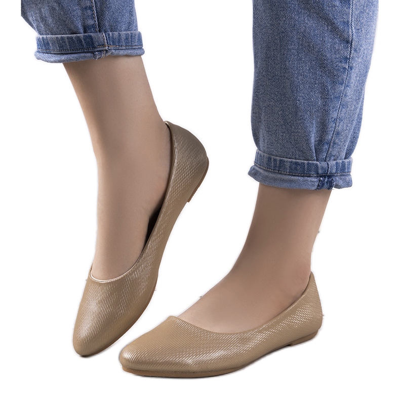 Julie beige glänzende Ballerinas für Damen golden