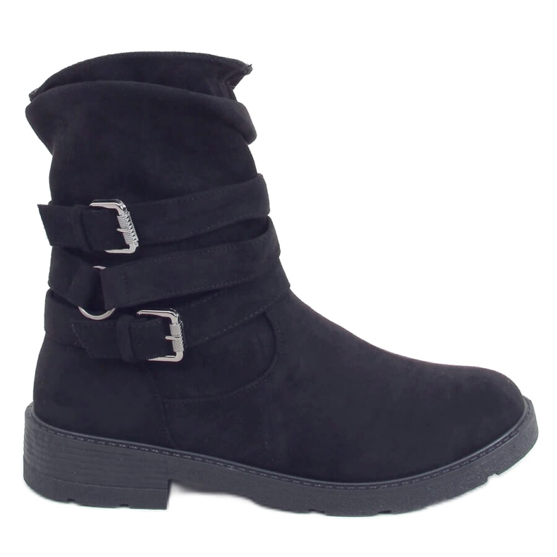 Schwarze flache Stiefel 518-12 Schwarz