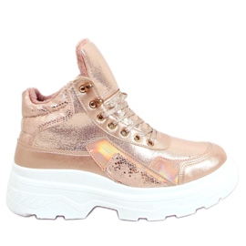 Champagner FA-3355 Champagner Sportschuhe mit Unterzieher rosa golden