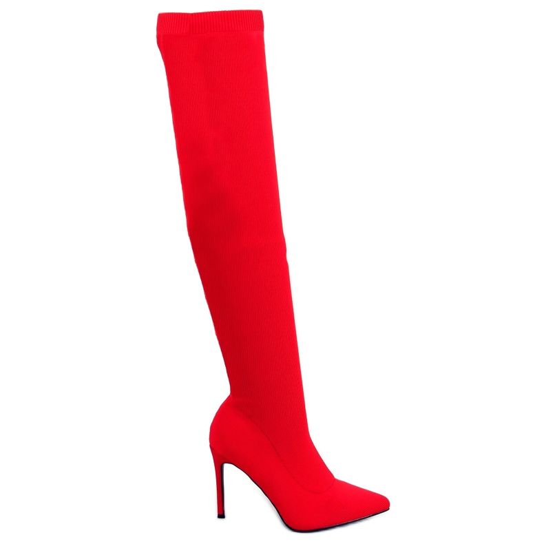 Rote sockenhohe Stiefel mit Stilettos AT-0656-L Rot