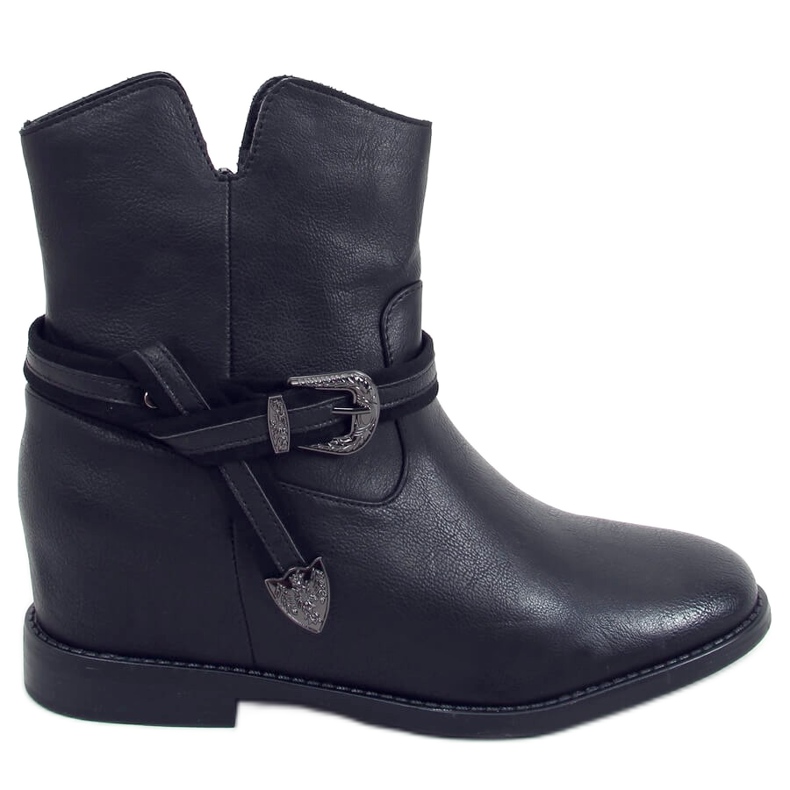 Schwarze Stiefel mit verstecktem Keilabsatz HQ239 Black