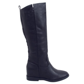 Schwarze Stiefel auf einem versteckten Keilabsatz HQ243 Black