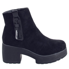 Schwarz TX-1858-1 Schwarze Plateaustiefel