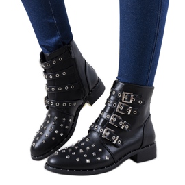 Schwarze, reich verzierte Damenstiefel von Meier