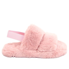 Damen Pelzpantoffeln, schmutzig rosa N-92 Pink