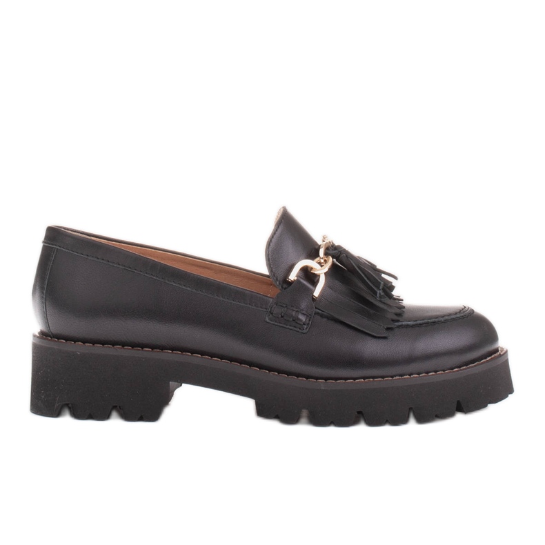 Marco Shoes Loafer mit goldener Kette auf leichter Sohle schwarz