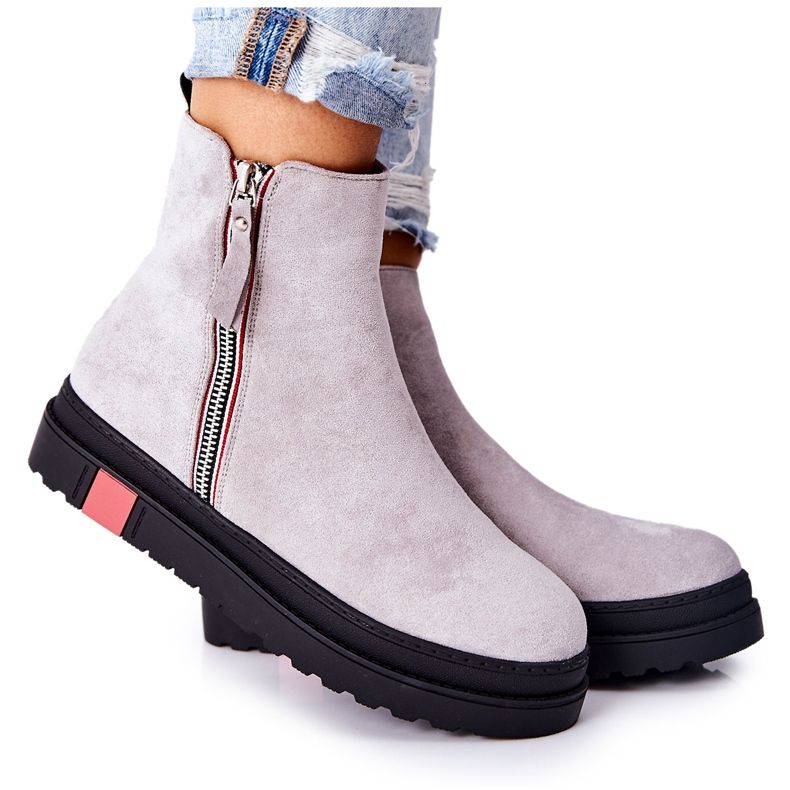 PS1 Wildleder Booties Jodhpur-Stiefel auf der grauen Nessa-Plattform
