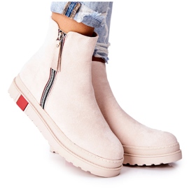 PS1 Wildleder Booties Jodhpur-Stiefel auf der Beige Nessa-Plattform