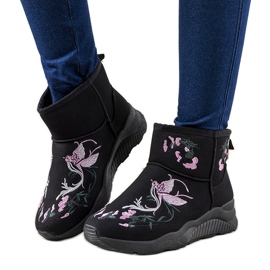 Schwarze Schneestiefel mit Jamil-Stickerei