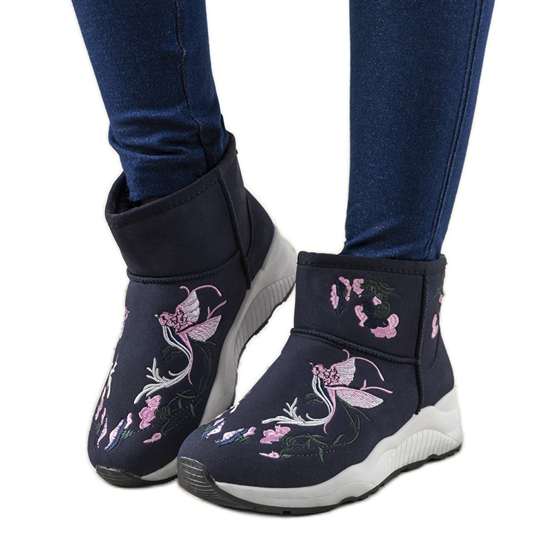 Jamil bestickte marineblaue Schneestiefel