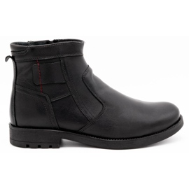 Olivier Herren Winter Lederstiefelette 302MP schwarz