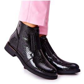 Lackierte Stiefel auf High Heel Sergio Leone BT400 Schwarz