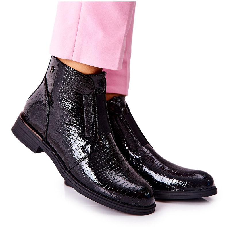 Lackierte Stiefel auf High Heel Sergio Leone BT400 Schwarz