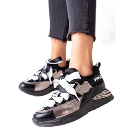 Sneakers mit VINCEZA-Band gebunden schwarz golden