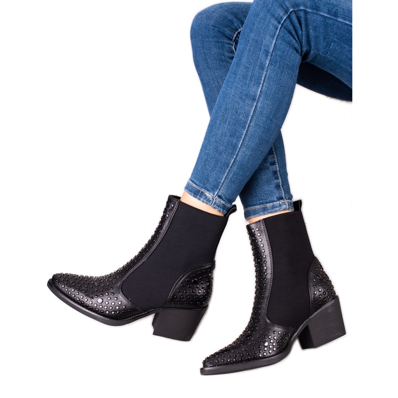TRENDI Schwarze Fashion Jodhpurstiefel