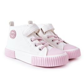 Hohe Sneakers für Kinder mit Klettverschluss Big Star II374014 Weiß rosa