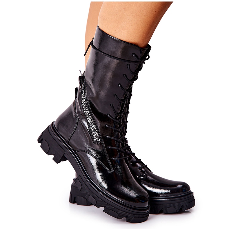 Stiefel Lackiert Sergio Leone TR747 Schwarze Stiefel