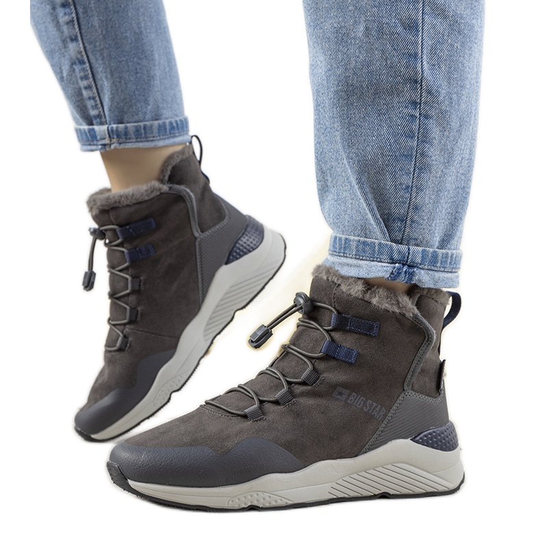 Graue, stylische Schneestiefel von Big Star für Damen von Cotto