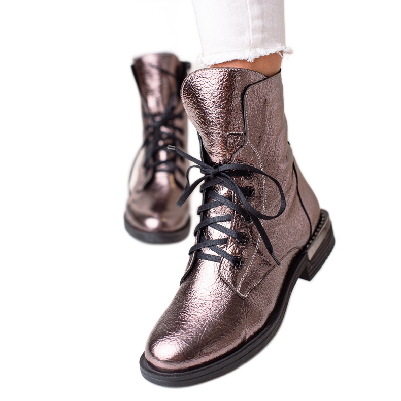 W. Potocki Elegante Potocki Booties zum Schnüren rosa