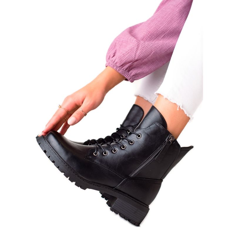 W. Potocki Klassische Potocki-Booties zum Schnüren schwarz