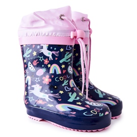 Kinder-Gummigaloschen Navy Blue Unicorn Aleman marineblau rosa
