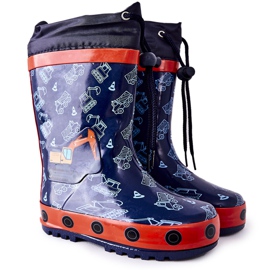 Gummistiefel für Kinder Pertris Bagger navy blau