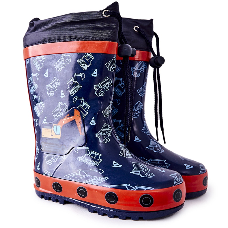 Gummistiefel für Kinder Pertris Bagger navy blau
