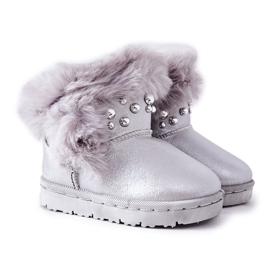 FR1 Kinder-Schneestiefel mit Fell gewärmt Silver Bonni silber-