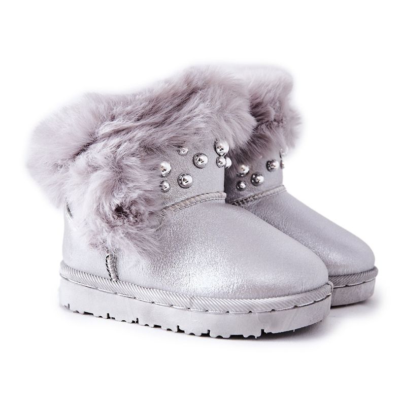 FR1 Kinder-Schneestiefel mit Fell gewärmt Silver Bonni silber-