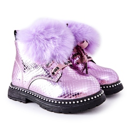 PA1 Warme Kinderstiefel mit Fell Violet Rosea lila
