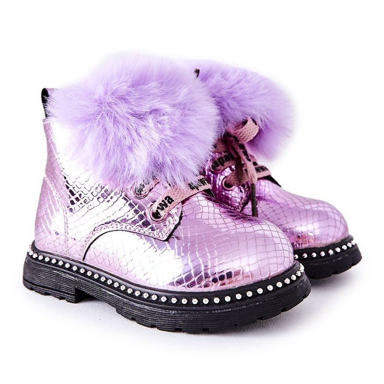 PA1 Warme Kinderstiefel mit Fell Violet Rosea violett