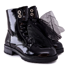 S.Barski Kinder Schwarz Warm Lackierte Stiefel Semissa