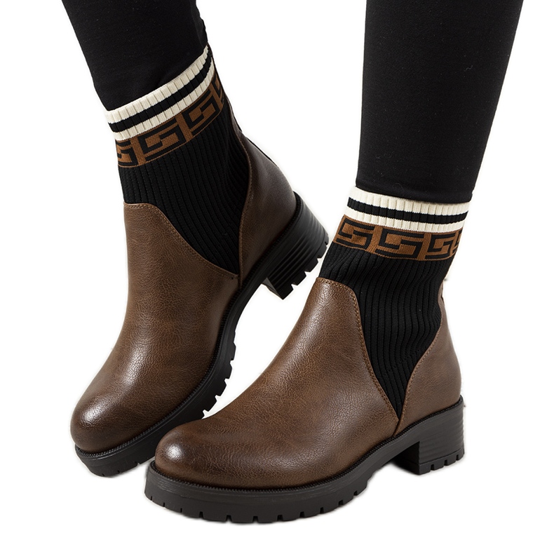 Braune Stiefel mit Sockenoberteil Tamez schwarz