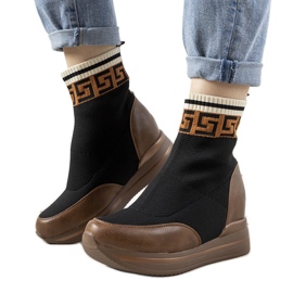 Wanda braune Keilsneaker schwarz