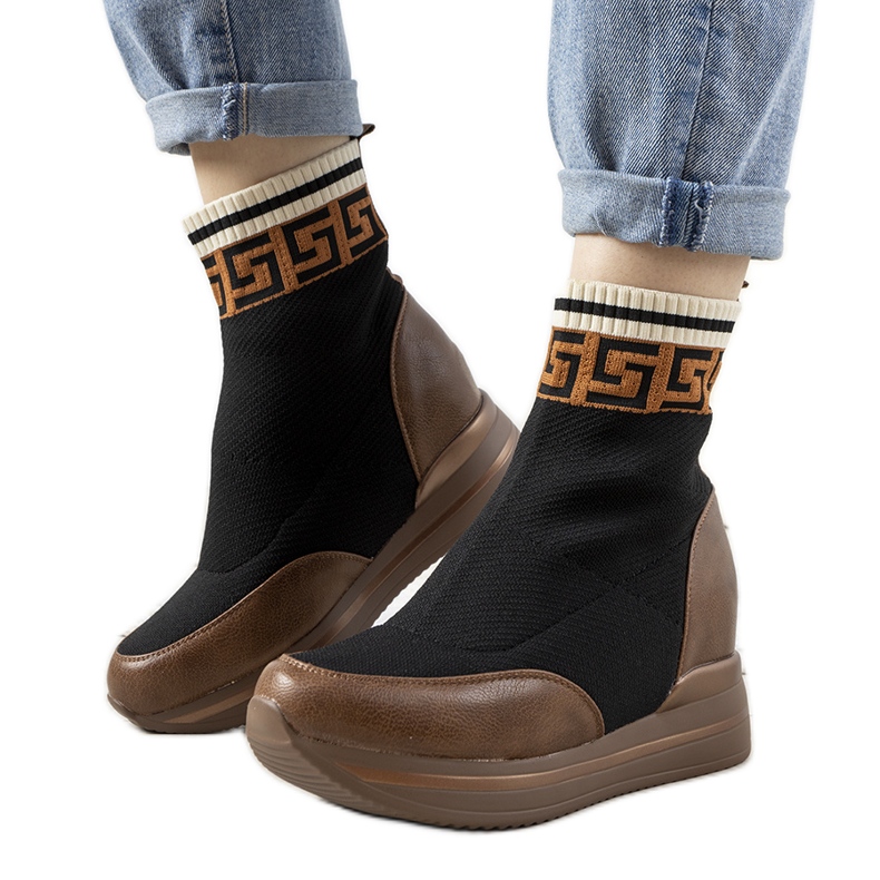 Wanda braune Keilsneaker schwarz