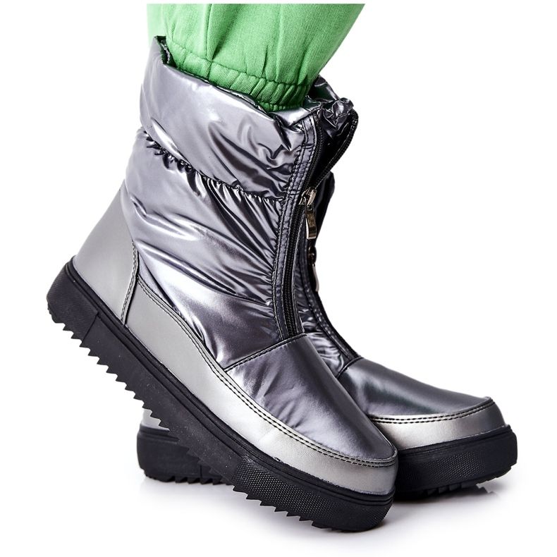S.Barski Graue Monile Warme Schneestiefel für Damen silber-