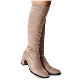 Vinceza Damenstiefel mit hohem Absatz Wildleder Beige Newferry