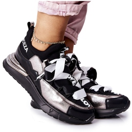 Vinceza Sportschuhe Sneakers Schwarz und Silber Dexla