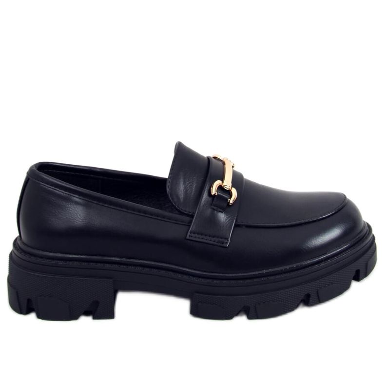 Schwarz YY11 Schwarze Loafer mit dicker Sohle