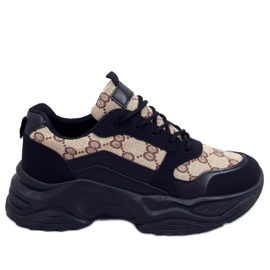 Isla Schwarze Turnschuhe beige