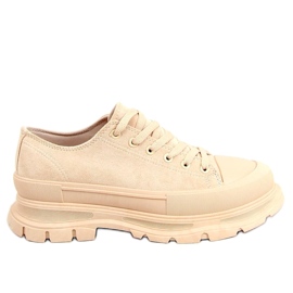 Lily Beige Sneakers mit hohen Sohlen