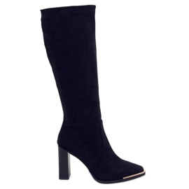 Clara Schwarze Stiefel aus Wildleder mit Absatz