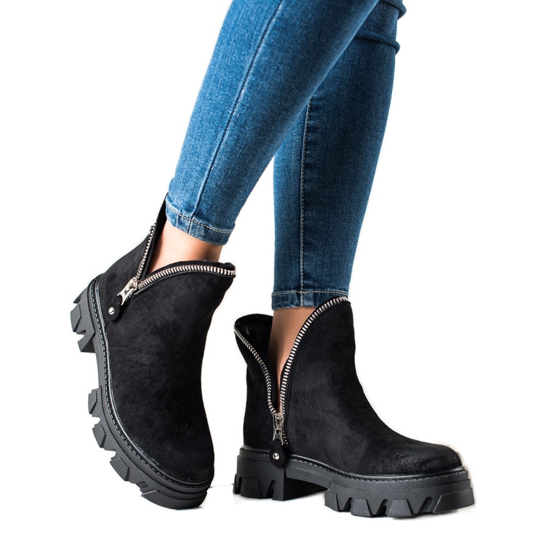 Sweet Shoes Wildlederstiefeletten mit Reißverschluss schwarz