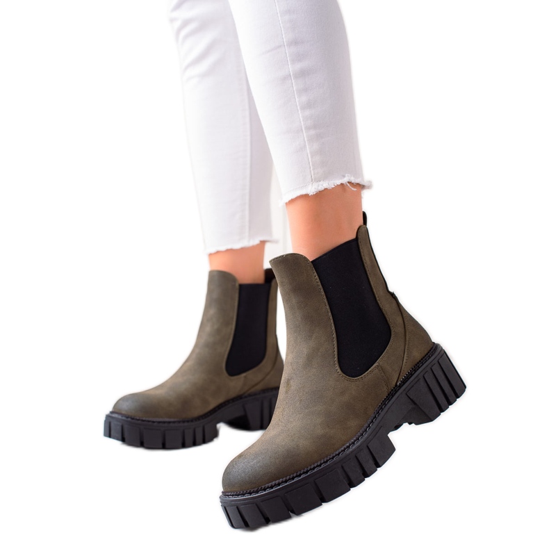 Chelsea Boots aus Kunstleder von Sergio Leone grün