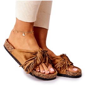 FW1 Camel Taryne Flip-Flops mit Korksohle braun