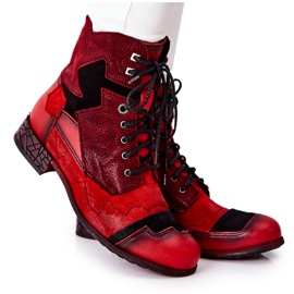 Warme Damen Lederstiefel Maciejka Rot 04625-08